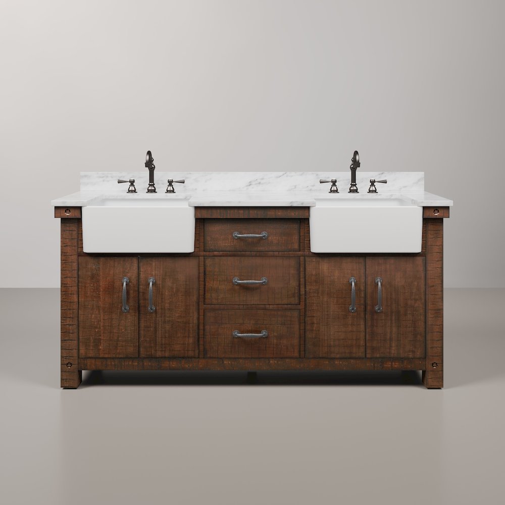 Paisley 72 In. Double Sink Carrara White Marble Countertop Bath Vanity. Picture 1