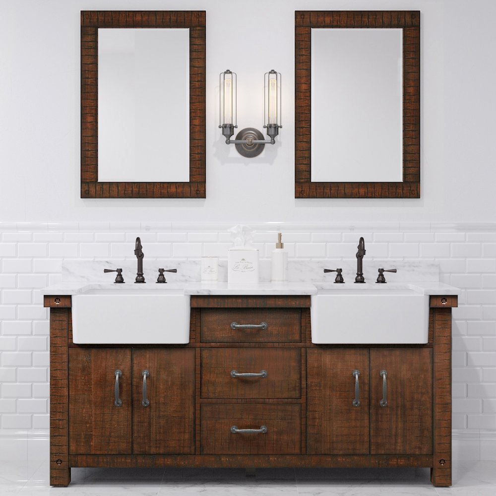 Paisley 72 In. Double Sink Carrara White Marble Countertop Bath Vanity. Picture 10