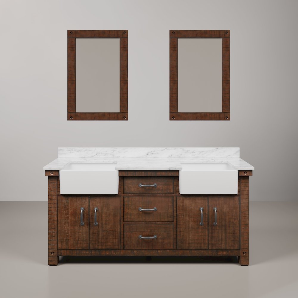 Paisley 72 In. Double Sink Carrara White Marble Countertop Bath Vanity. Picture 1