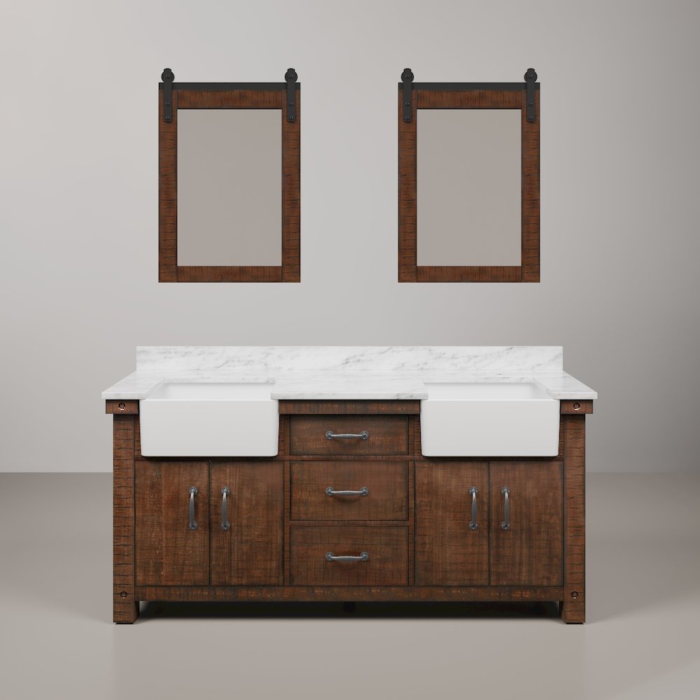 Paisley 72 In. Double Sink Carrara White Marble Countertop Bath Vanity. Picture 1