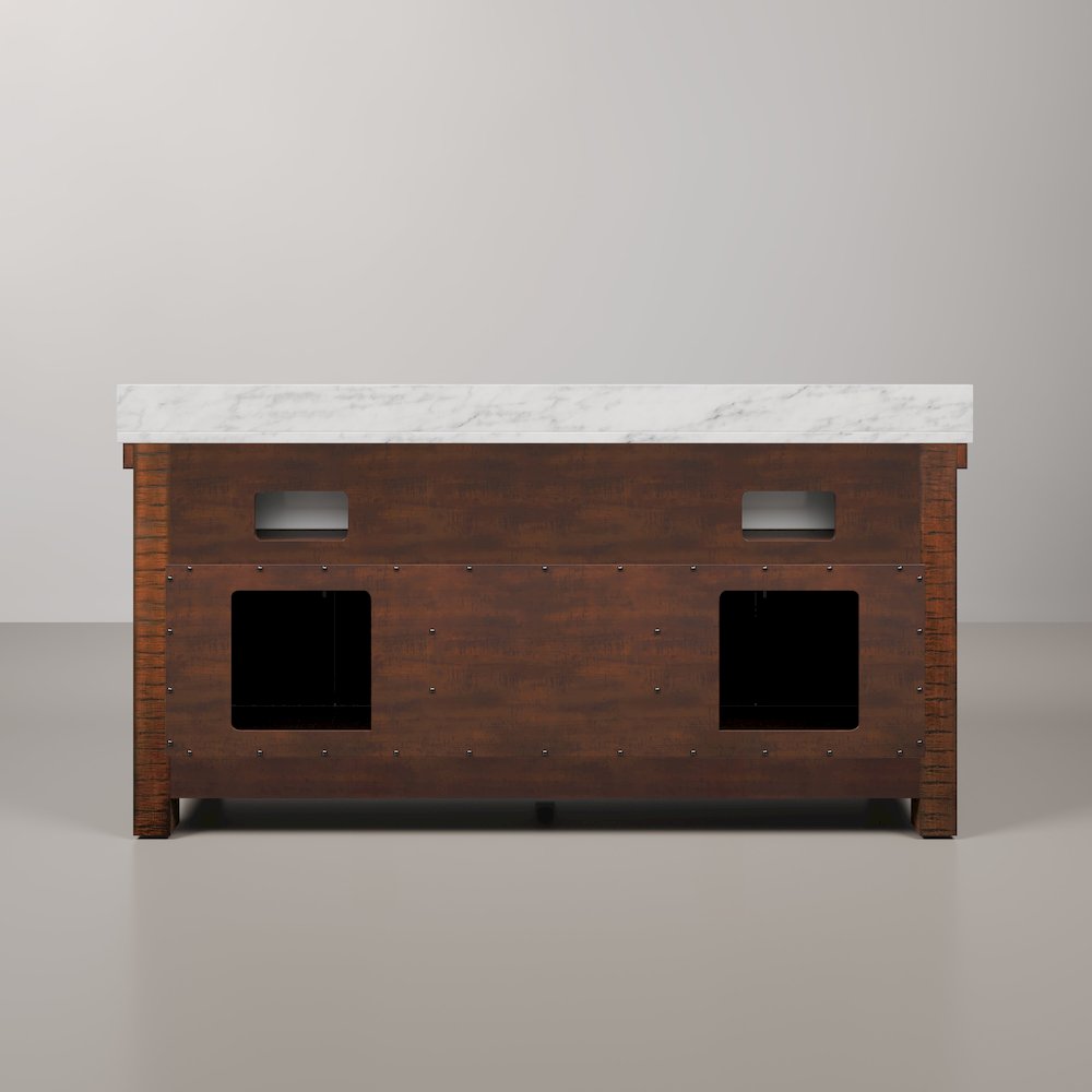 Paisley 72 In. Double Sink Carrara White Marble Countertop Bath Vanity. Picture 8