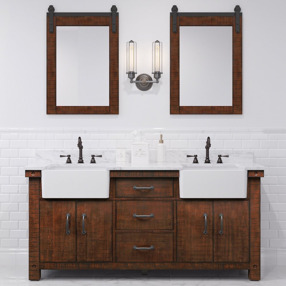 Paisley 72 In. Double Sink Carrara White Marble Countertop Bath Vanity. Picture 9