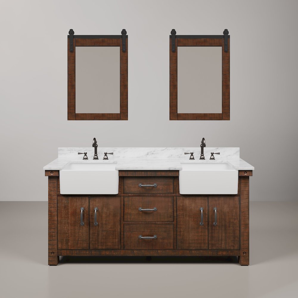 Paisley 72 In. Double Sink Carrara White Marble Countertop Bath Vanity. Picture 1