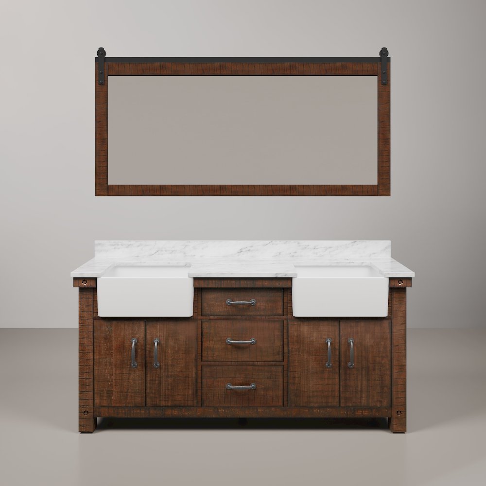 Paisley 72 In. Double Sink Carrara White Marble Countertop Bath Vanity. Picture 1