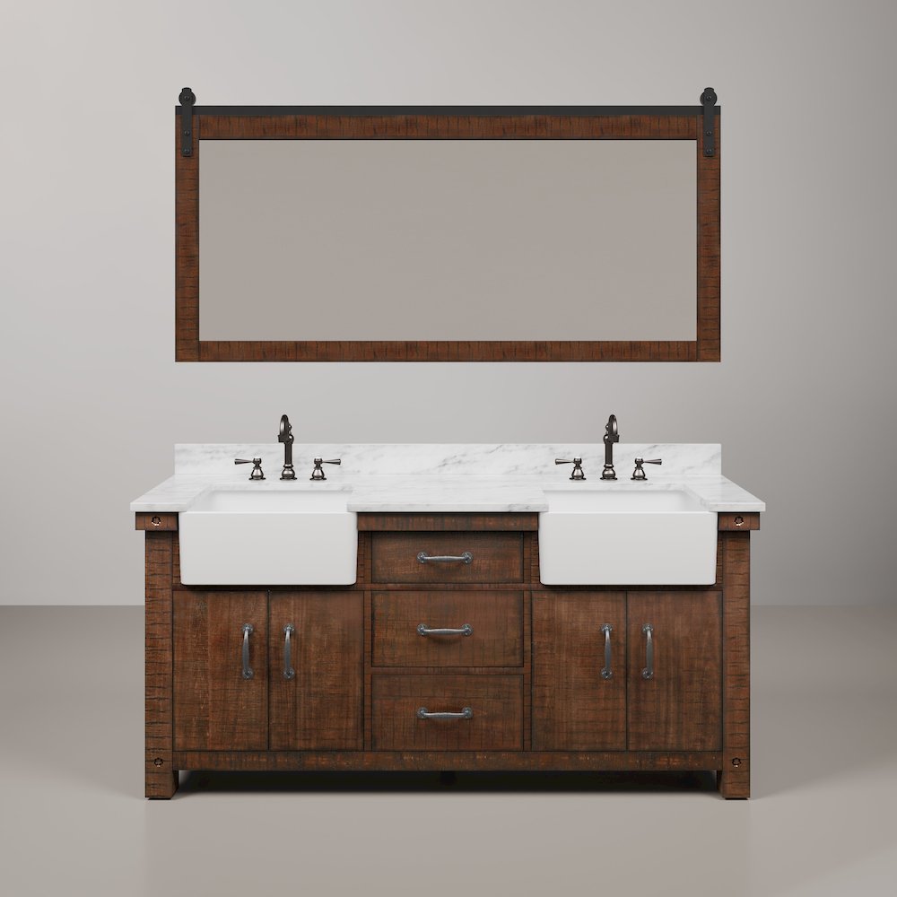 Paisley 72 In. Double Sink Carrara White Marble Countertop Bath Vanity. Picture 1
