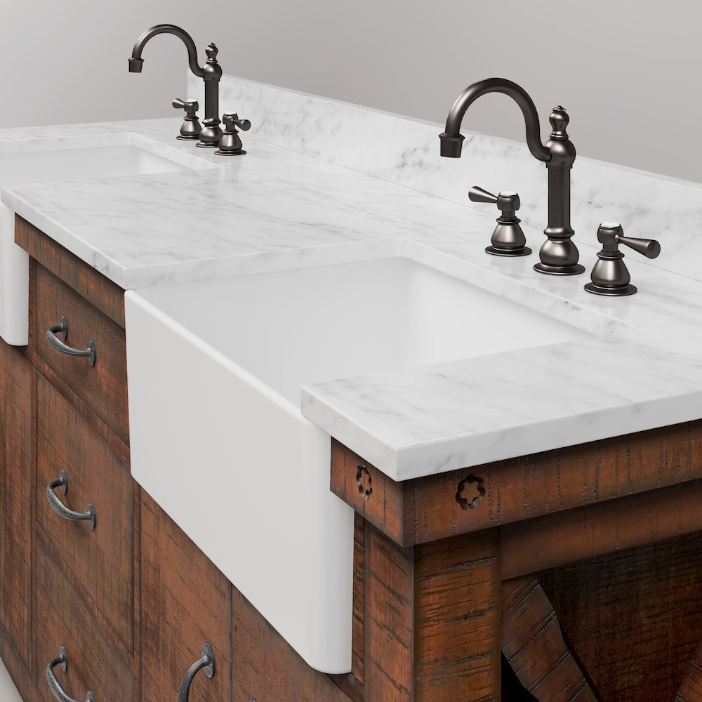 Paisley 72 In. Double Sink Carrara White Marble Countertop Bath Vanity. Picture 9