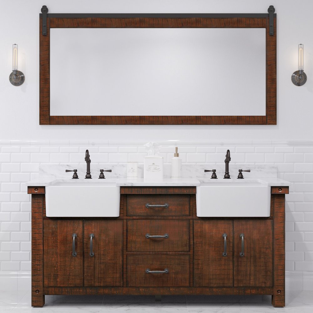 Paisley 72 In. Double Sink Carrara White Marble Countertop Bath Vanity. Picture 10