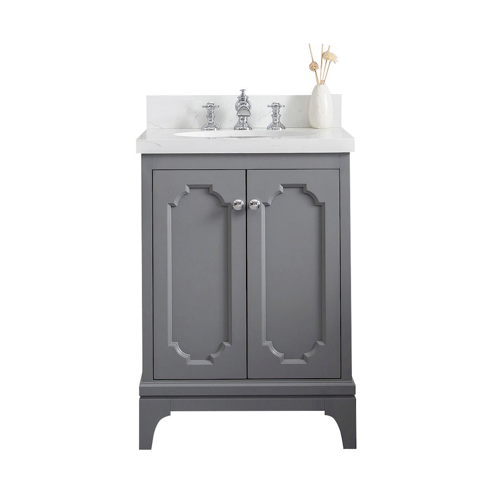 Queen 24 In. Single Sink Sink Carrara Quartz Countertop Bath Vanity. Picture 1