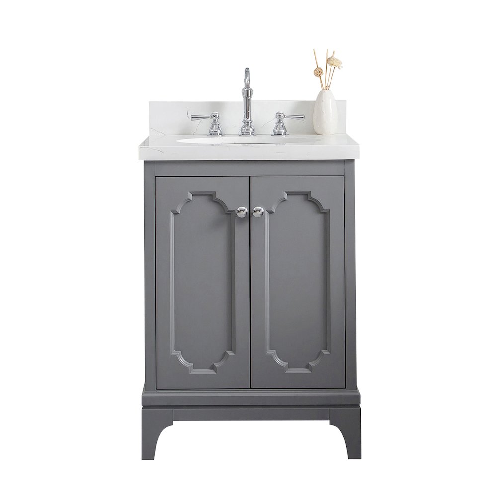 Queen 24 In. Single Sink Sink Carrara Quartz Countertop Bath Vanity. Picture 1