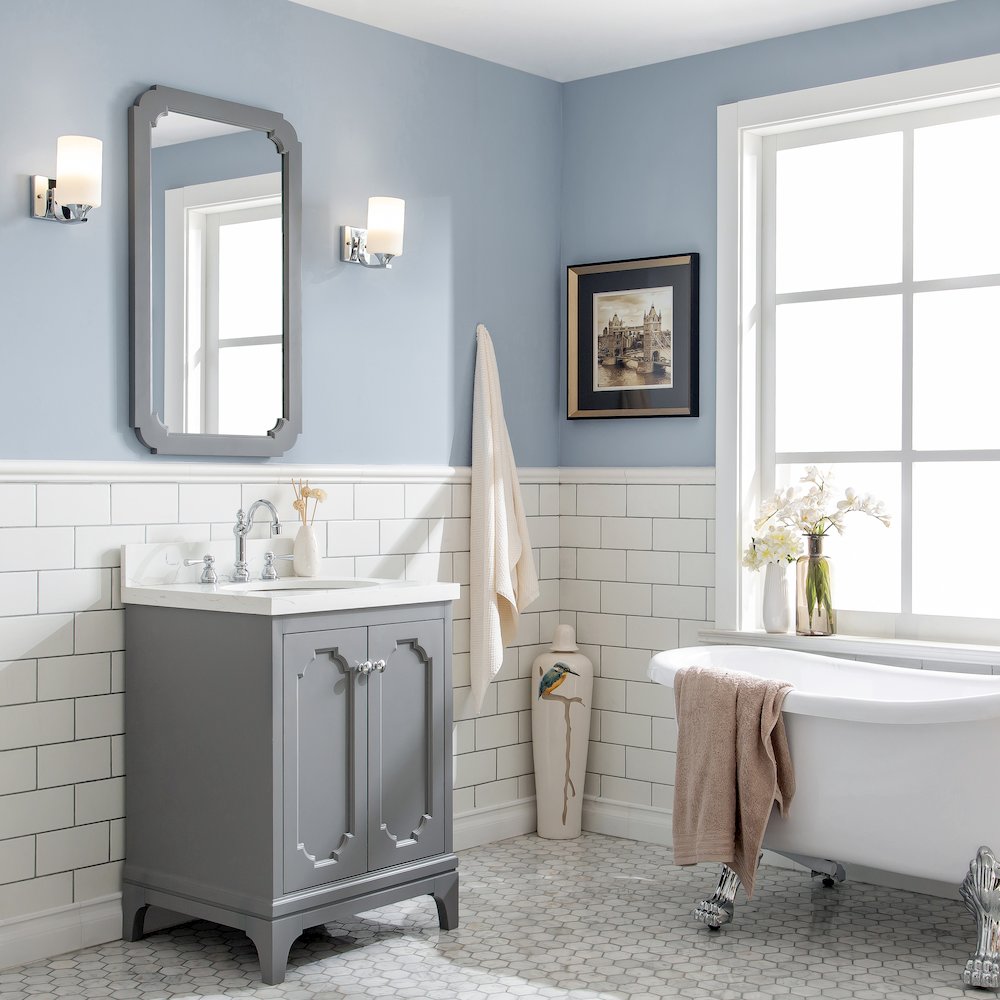 Queen 24 In. Single Sink Sink Carrara Quartz Countertop Bath Vanity. Picture 3