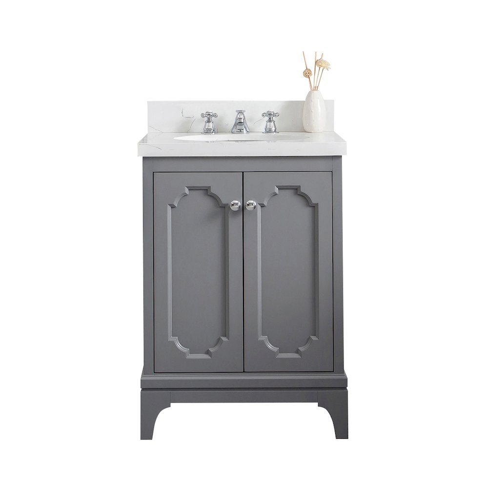 Queen 24 In. Single Sink Sink Carrara Quartz Countertop Bath Vanity. Picture 1