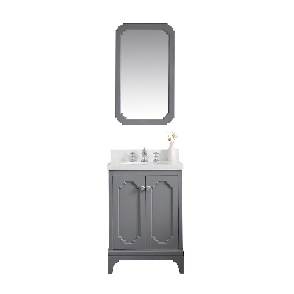Queen 24 In. Single Sink Sink Carrara Quartz Countertop Bath Vanity. Picture 1