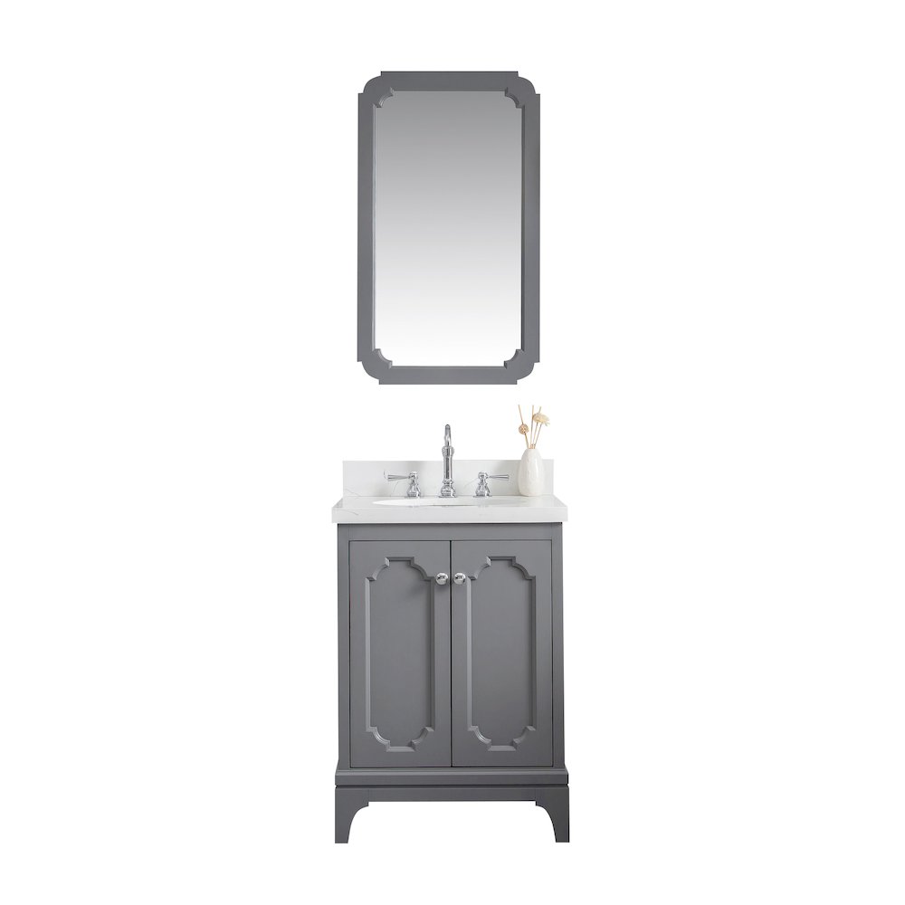 Queen 24 In. Single Sink Sink Carrara Quartz Countertop Bath Vanity. Picture 1