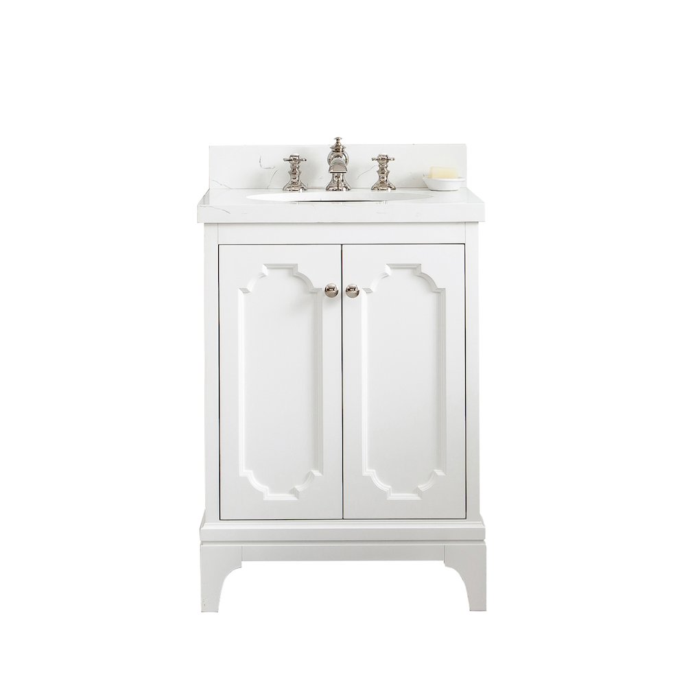 Queen 24 In. Single Sink Sink Carrara Quartz Countertop Bath Vanity. Picture 1
