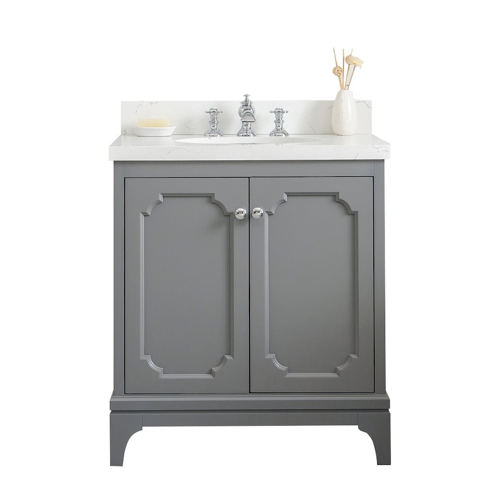 Queen 30 In. Single Sink Sink Carrara Quartz Countertop Bath Vanity. Picture 1