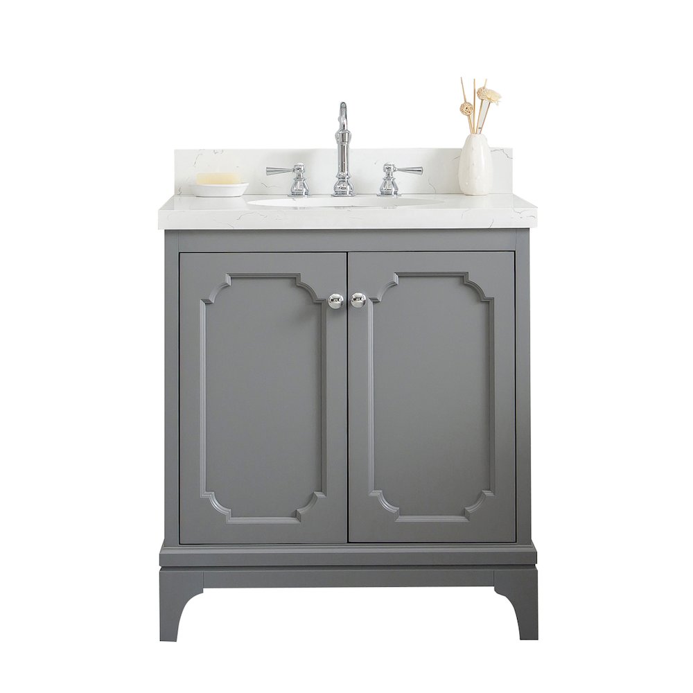 Queen 30 In. Single Sink Sink Carrara Quartz Countertop Bath Vanity. Picture 1
