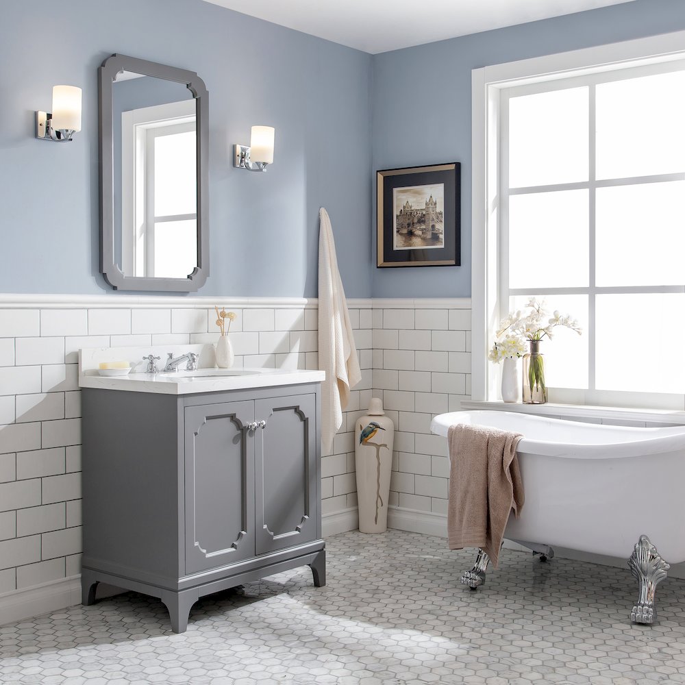 Queen 30 In. Single Sink Sink Carrara Quartz Countertop Bath Vanity. Picture 3