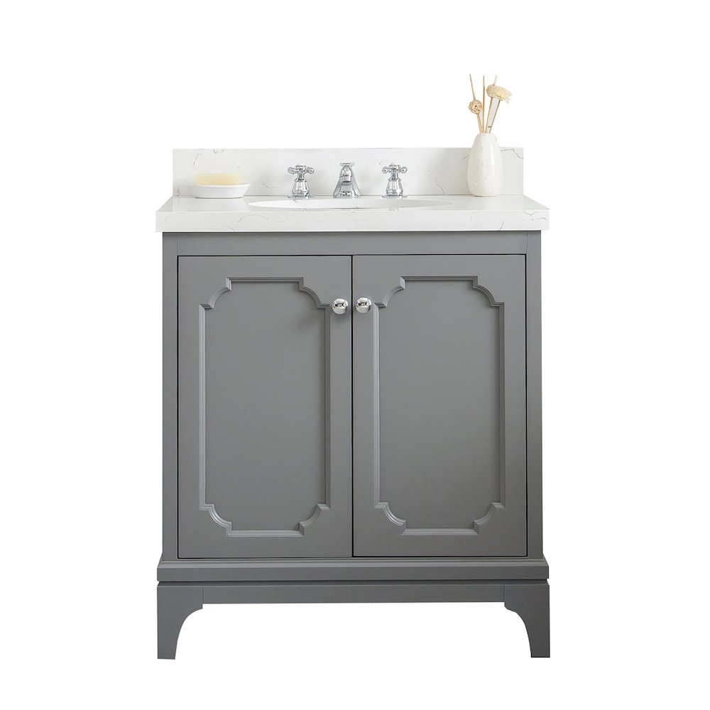 Queen 30 In. Single Sink Sink Carrara Quartz Countertop Bath Vanity. Picture 1