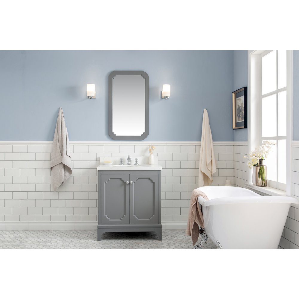Queen 30 In. Single Sink Sink Carrara Quartz Countertop Bath Vanity. Picture 2