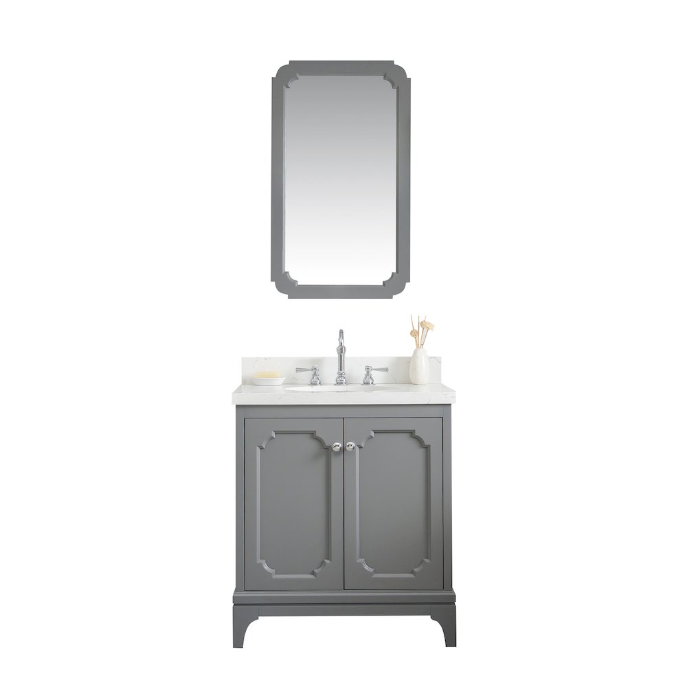 Queen 30 In. Single Sink Sink Carrara Quartz Countertop Bath Vanity. Picture 1