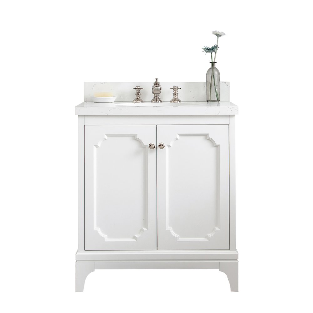 Queen 30 In. Single Sink Sink Carrara Quartz Countertop Bath Vanity. Picture 1