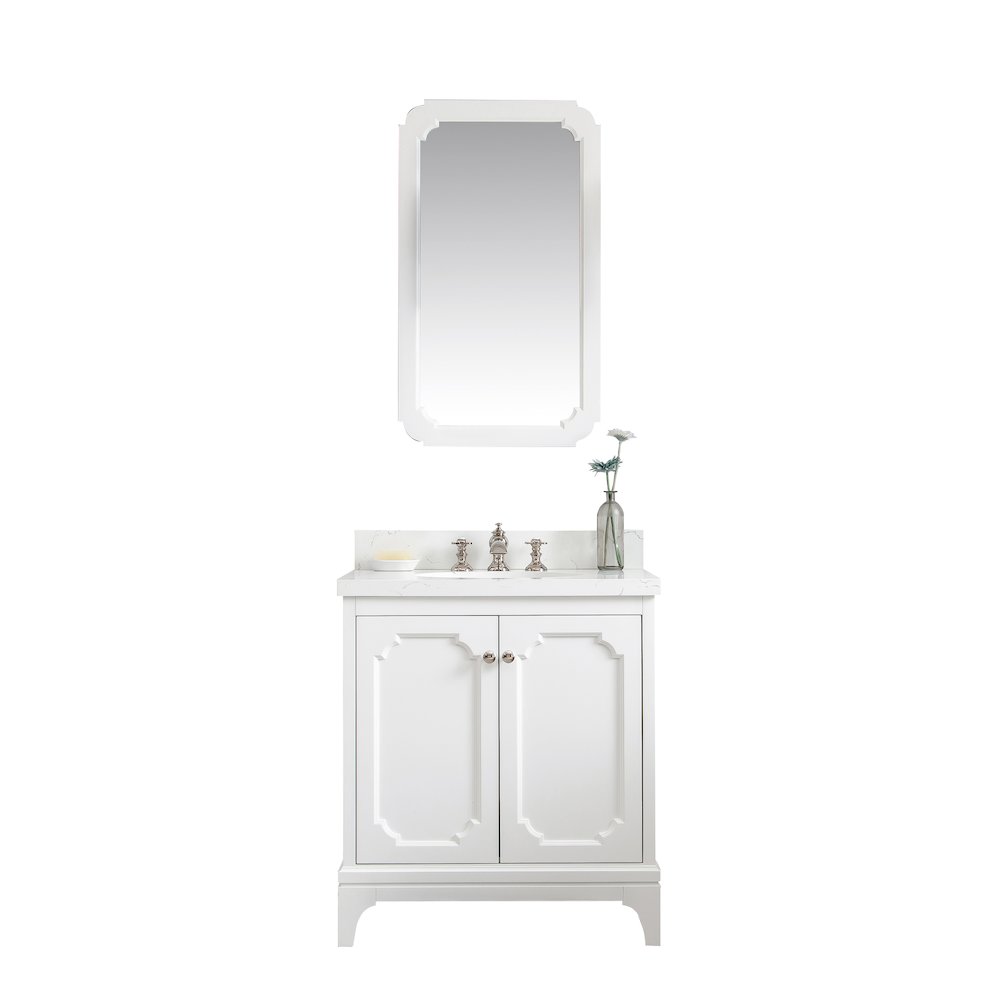 Queen 30 In. Single Sink Sink Carrara Quartz Countertop Bath Vanity. Picture 1