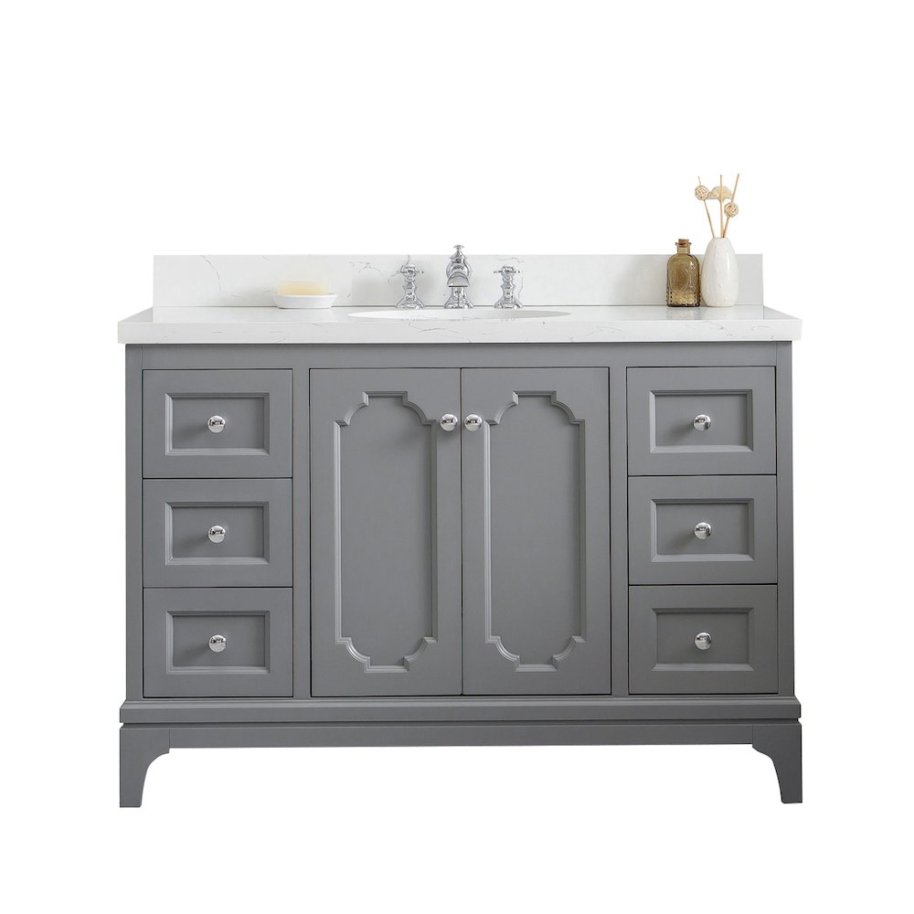 Queen 48 In. Single Sink Sink Carrara Quartz Countertop Bath Vanity. Picture 1