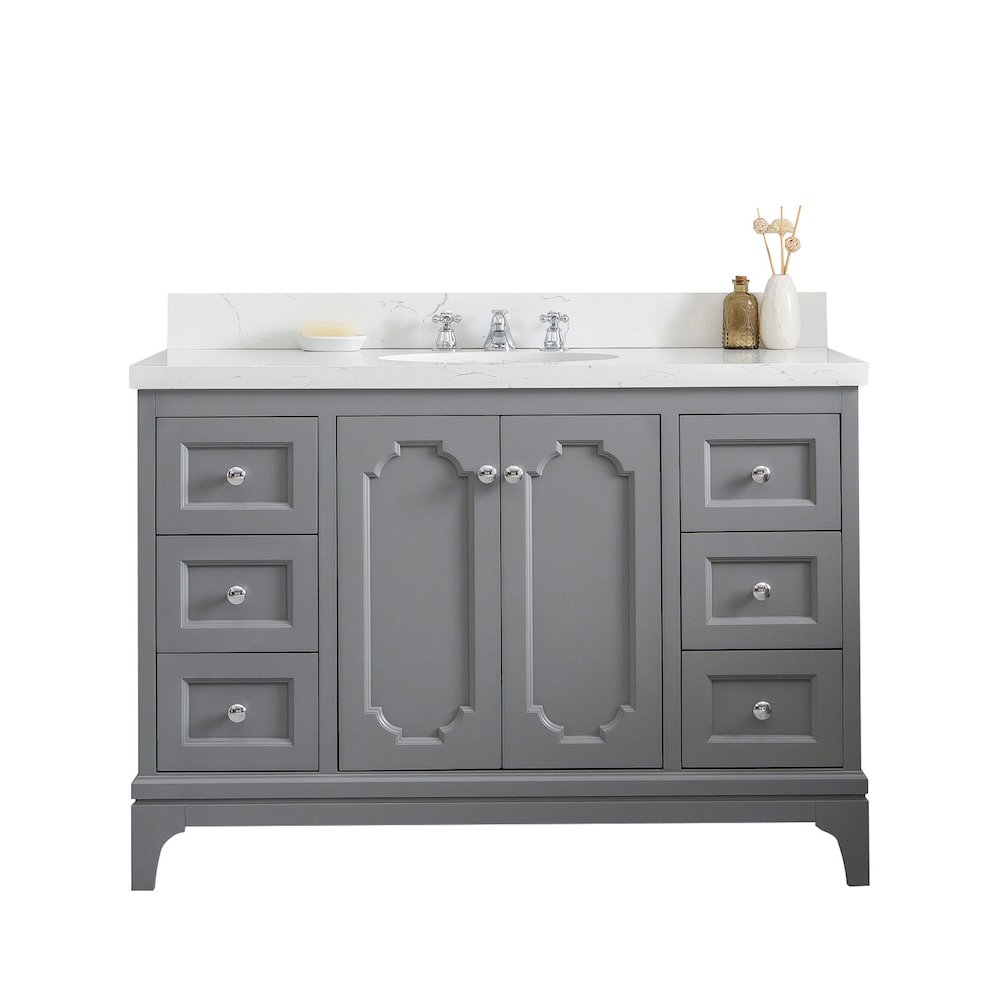 Queen 48 In. Single Sink Sink Carrara Quartz Countertop Bath Vanity. Picture 1