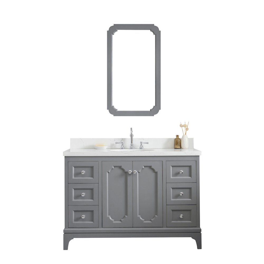 Queen 48 In. Single Sink Sink Carrara Quartz Countertop Bath Vanity. Picture 1