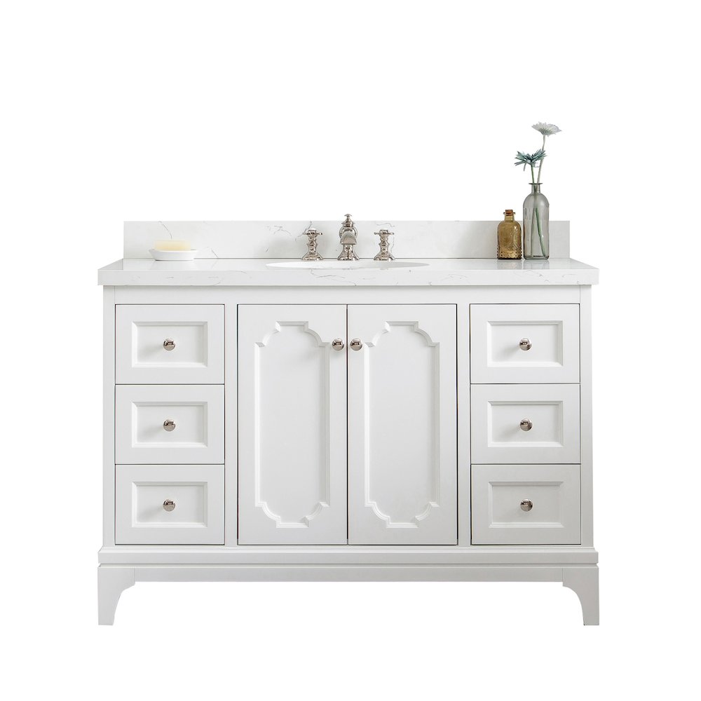 Queen 48 In. Single Sink Sink Carrara Quartz Countertop Bath Vanity. Picture 1