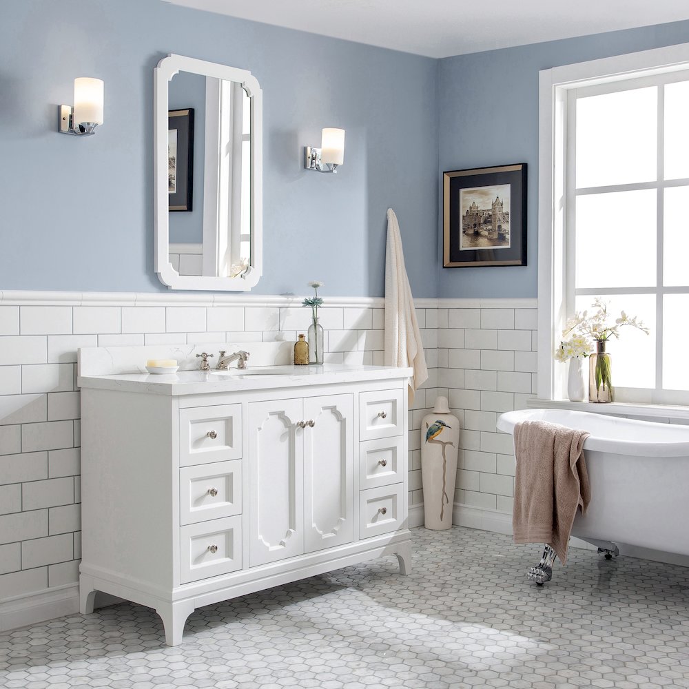 Queen 48 In. Single Sink Sink Carrara Quartz Countertop Bath Vanity. Picture 3