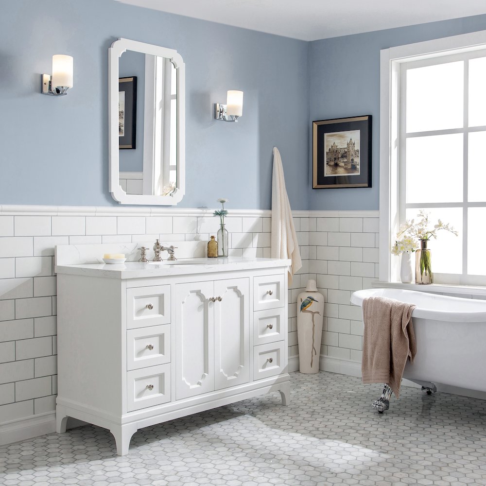Queen 48 In. Single Sink Sink Carrara Quartz Countertop Bath Vanity. Picture 3