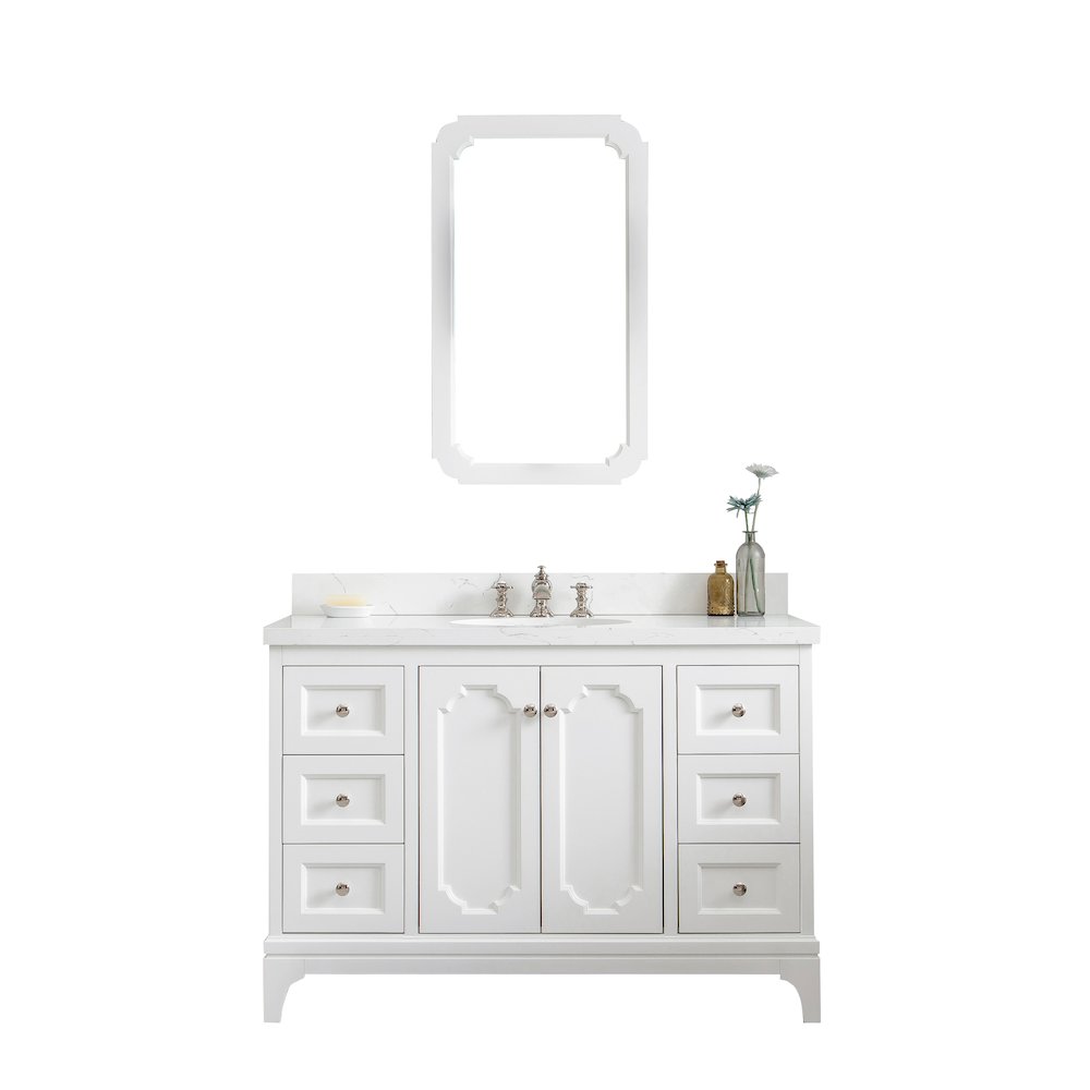 Queen 48 In. Single Sink Sink Carrara Quartz Countertop Bath Vanity. Picture 1