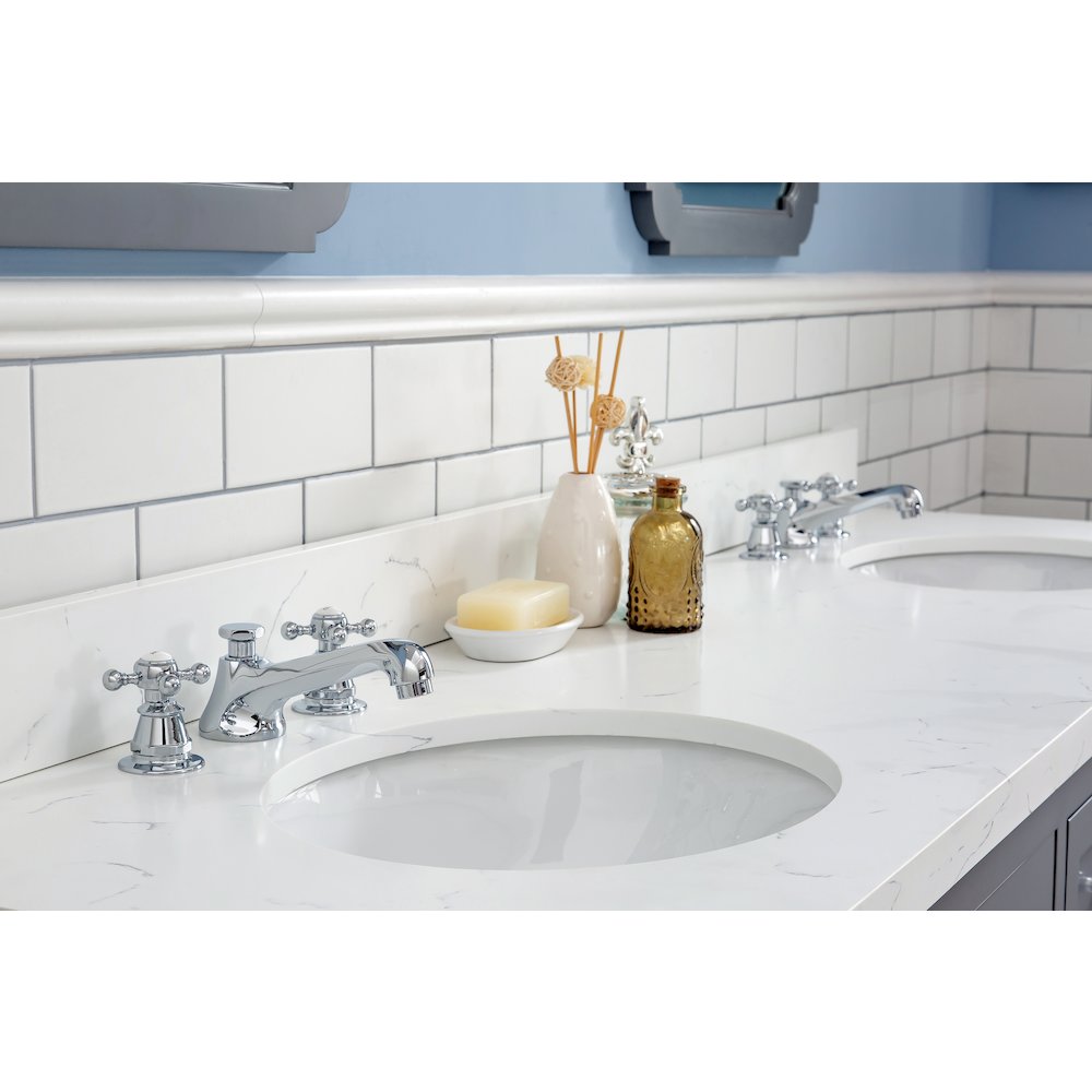 Queen 72 In. Double Sink Sink Carrara Quartz Countertop Bath Vanity. Picture 4
