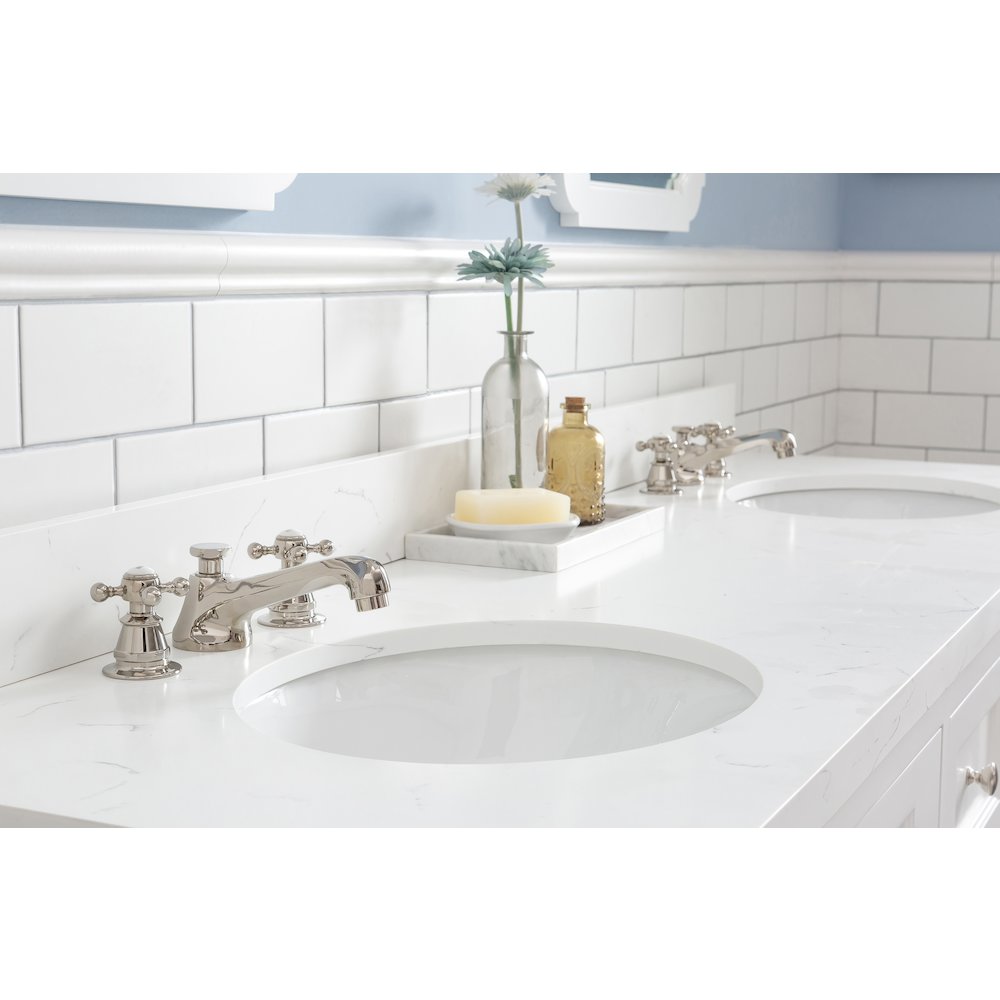 Queen 72 In. Double Sink Sink Carrara Quartz Countertop Bath Vanity. Picture 4