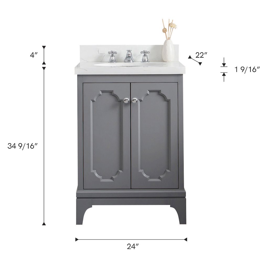Queen 24 In. Single Sink Sink Carrara Quartz Countertop Bath Vanity. Picture 8