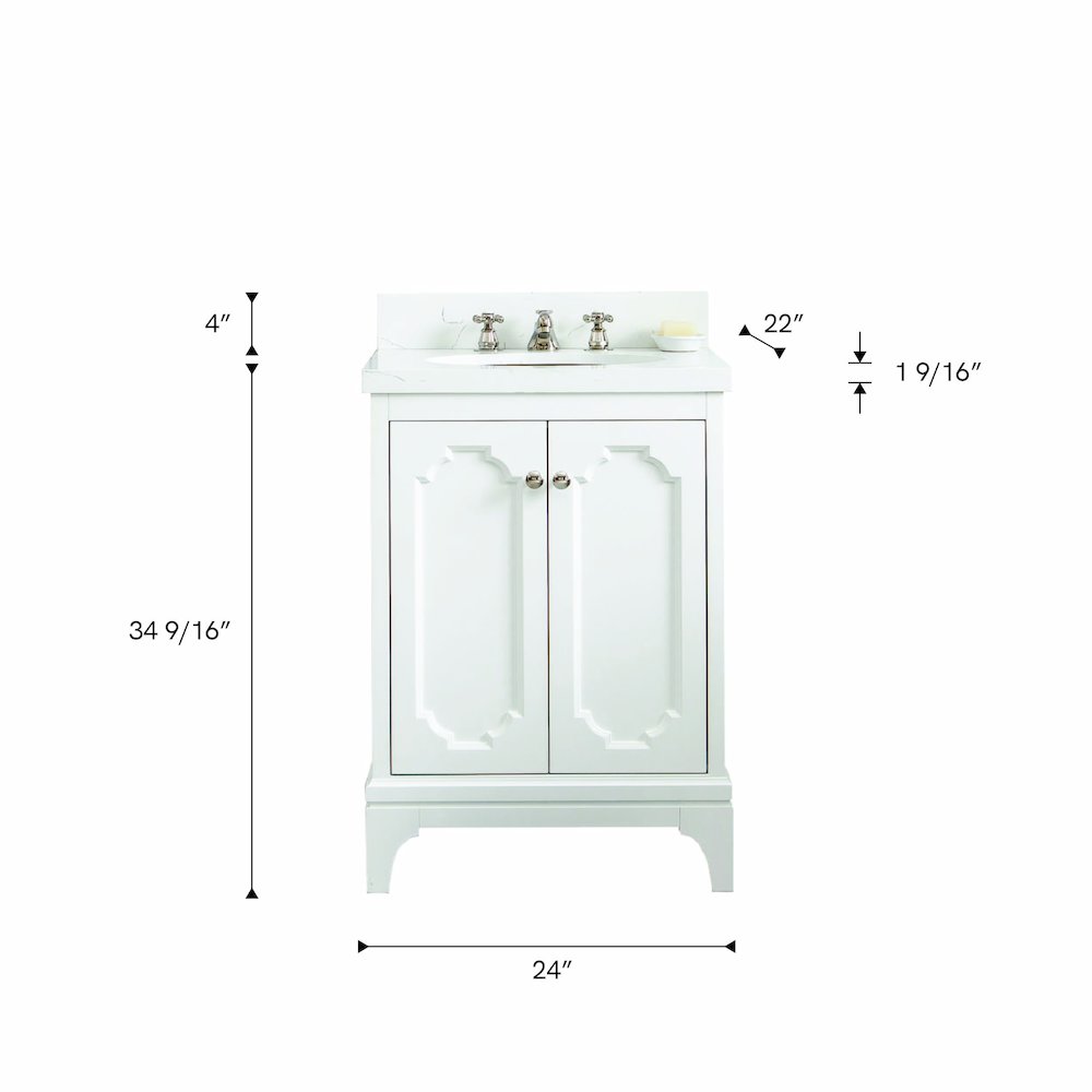 Queen 24 In. Single Sink Sink Carrara Quartz Countertop Bath Vanity. Picture 4