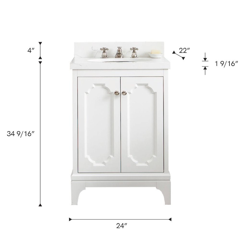 Queen 24 In. Single Sink Sink Carrara Quartz Countertop Bath Vanity. Picture 8