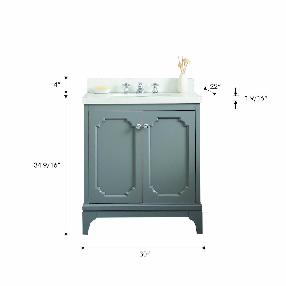 Queen 30 In. Single Sink Sink Carrara Quartz Countertop Bath Vanity. Picture 5