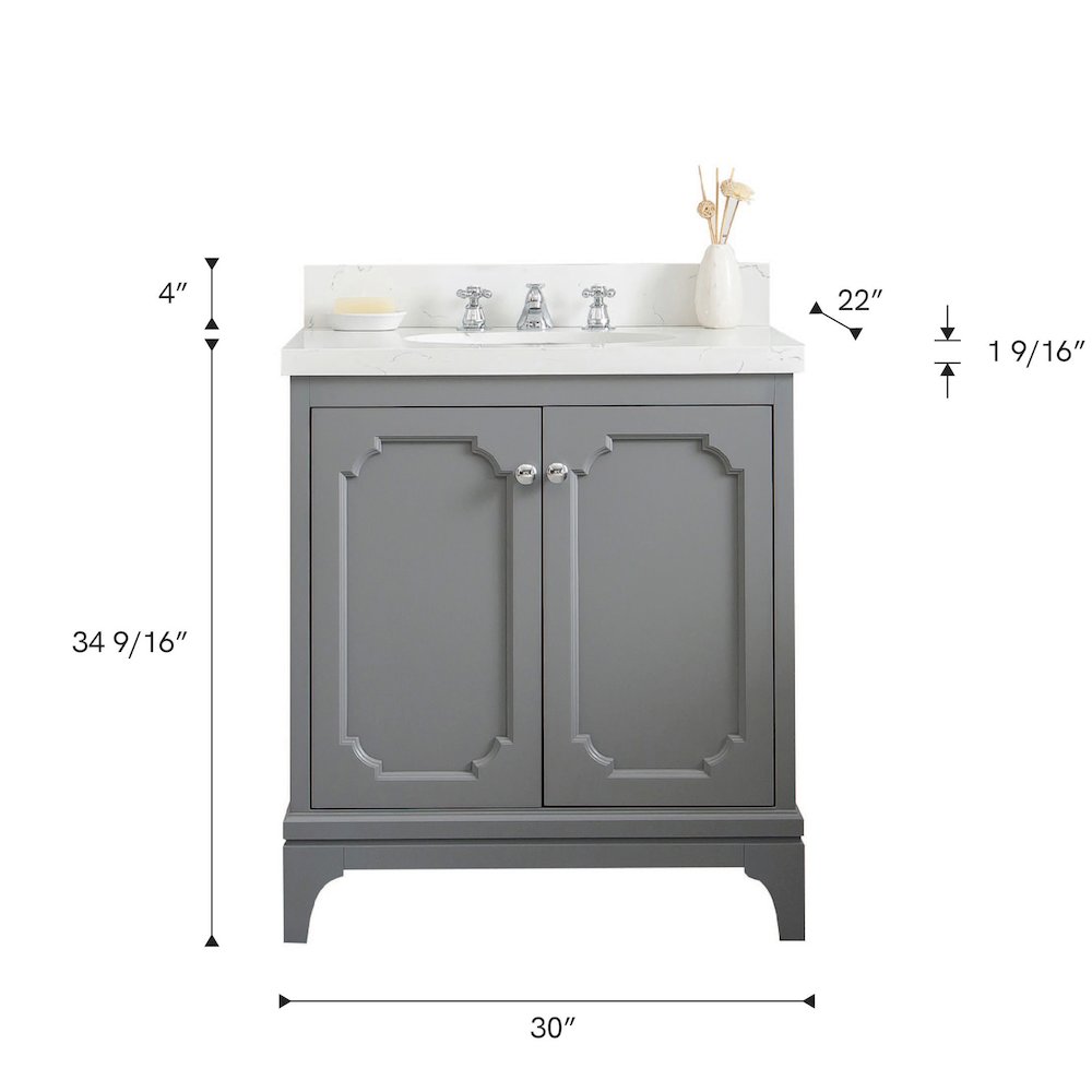 Queen 30 In. Single Sink Sink Carrara Quartz Countertop Bath Vanity. Picture 9