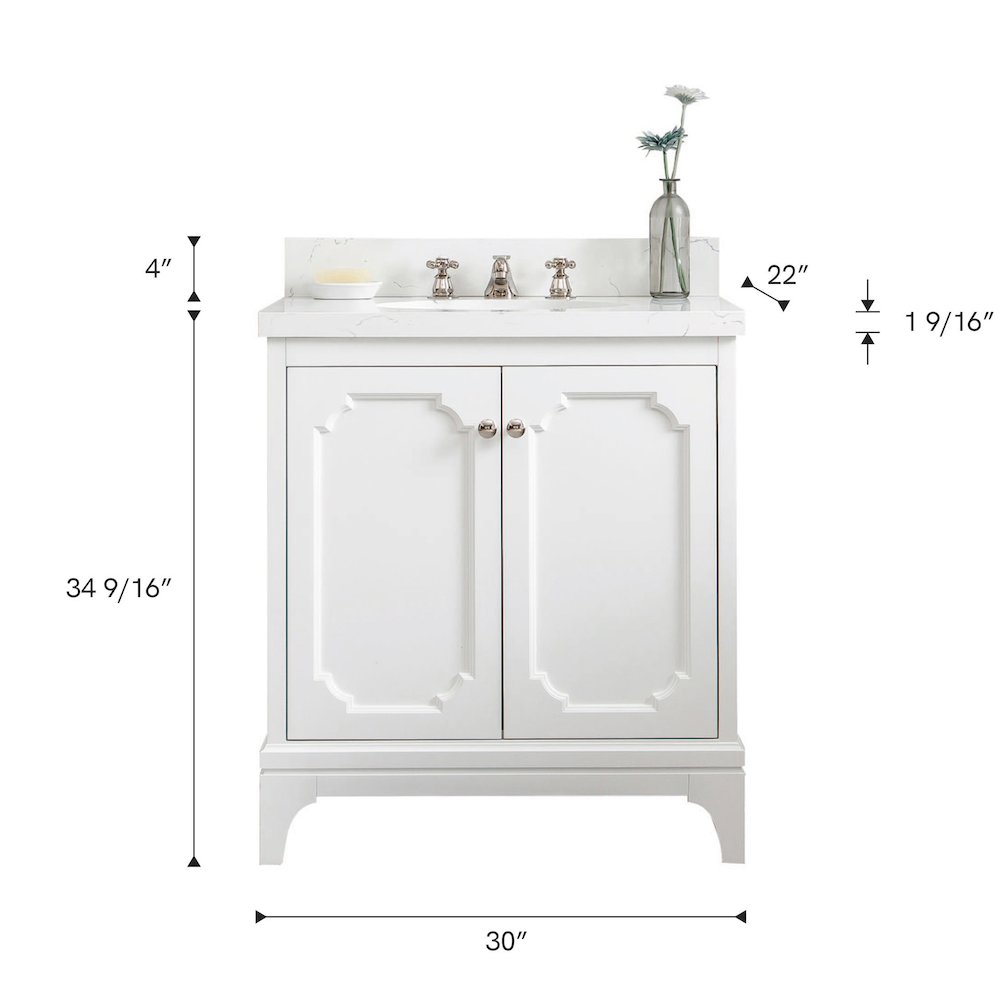Queen 30 In. Single Sink Sink Carrara Quartz Countertop Bath Vanity. Picture 9