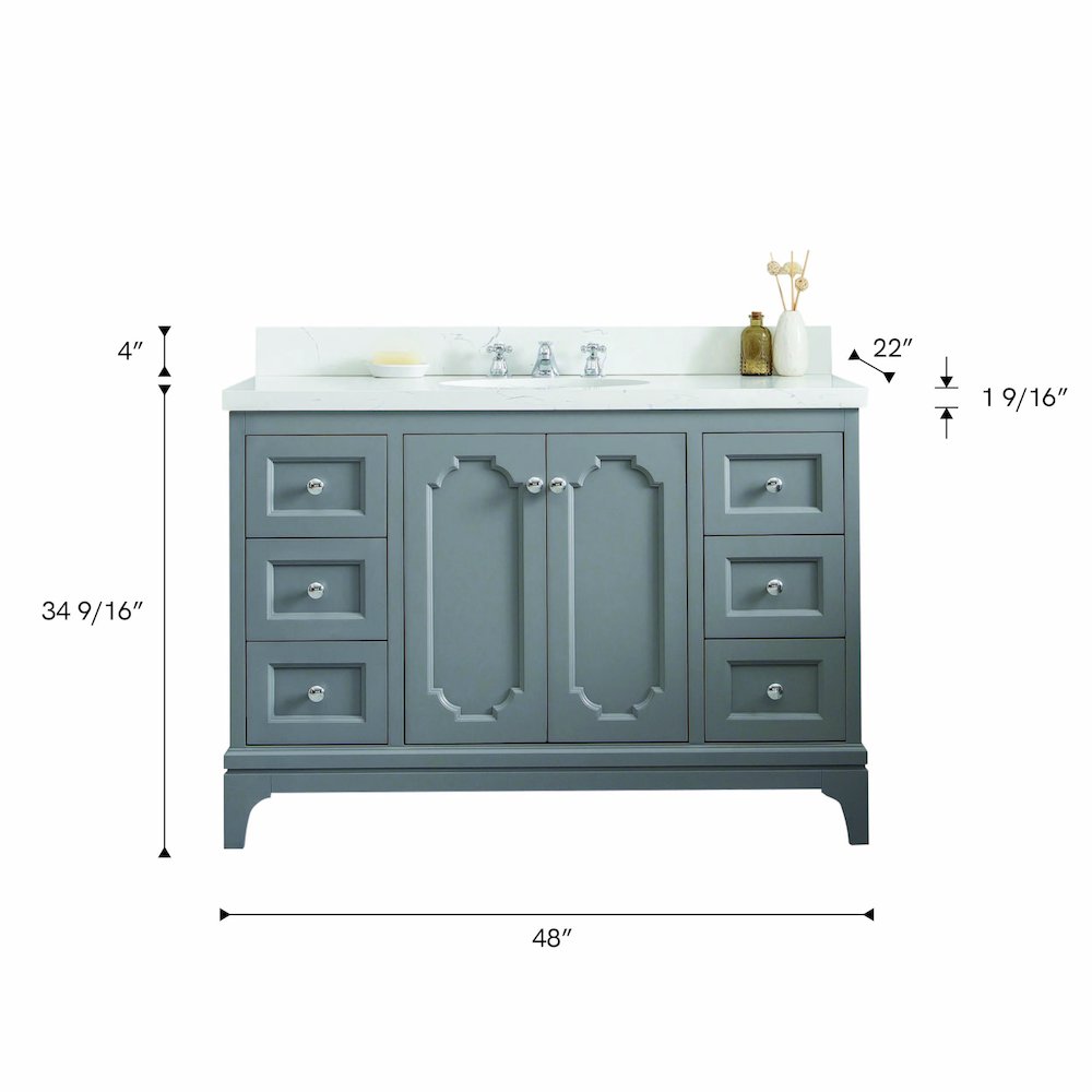Queen 48 In. Single Sink Sink Carrara Quartz Countertop Bath Vanity. Picture 5