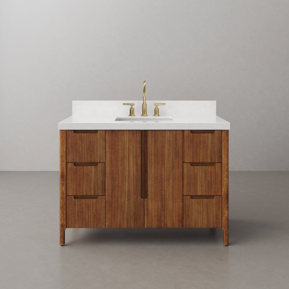 Sequoia 48 In. Single Sink Whitebrook Quartz Countertop Bath Vanity. Picture 1