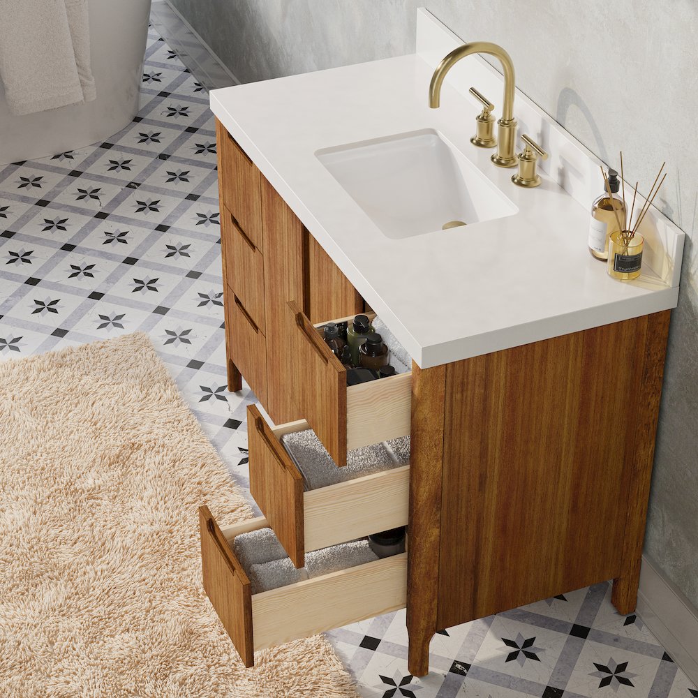 Sequoia 48 In. Single Sink Whitebrook Quartz Countertop Bath Vanity. Picture 15