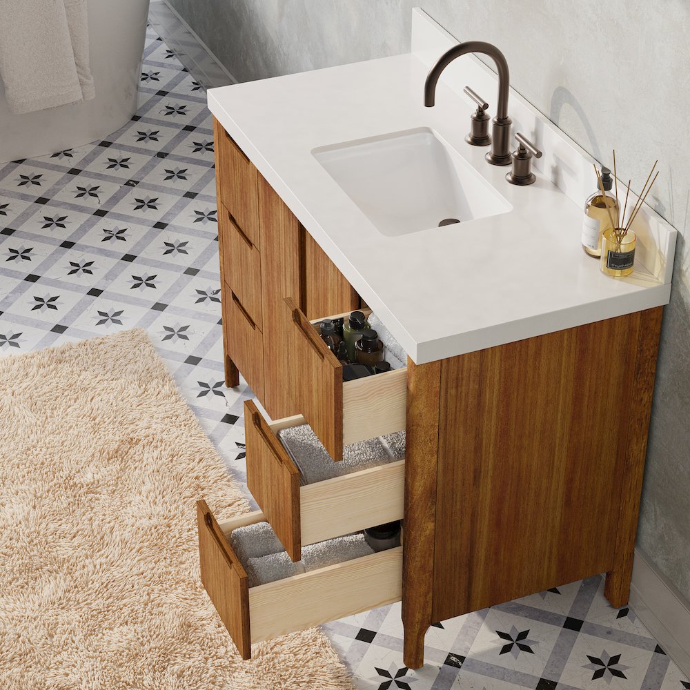 Sequoia 48 In. Single Sink Whitebrook Quartz Countertop Bath Vanity. Picture 15