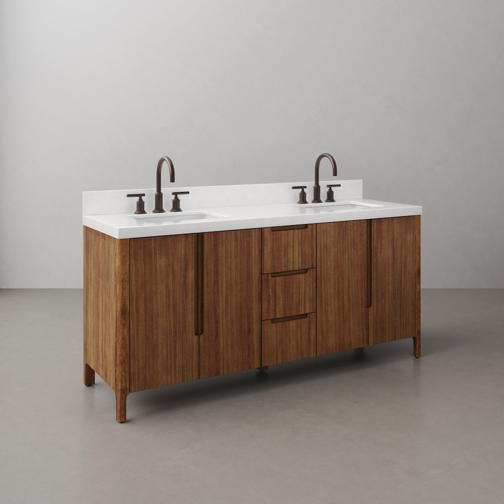 Sequoia 72 In. Double Sink Whitebrook Quartz Countertop Bath Vanity. Picture 4