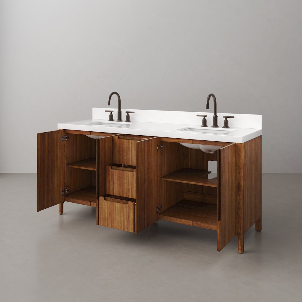 Sequoia 72 In. Double Sink Whitebrook Quartz Countertop Bath Vanity. Picture 7