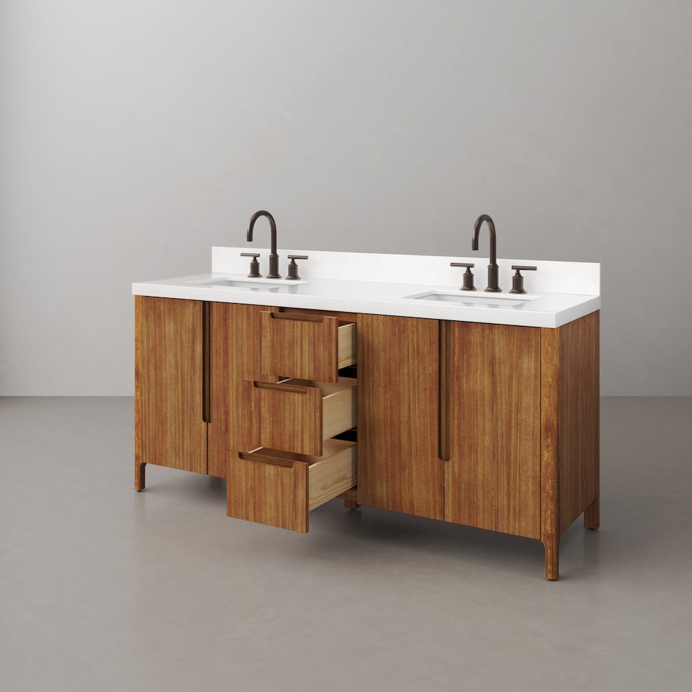 Sequoia 72 In. Double Sink Whitebrook Quartz Countertop Bath Vanity. Picture 6
