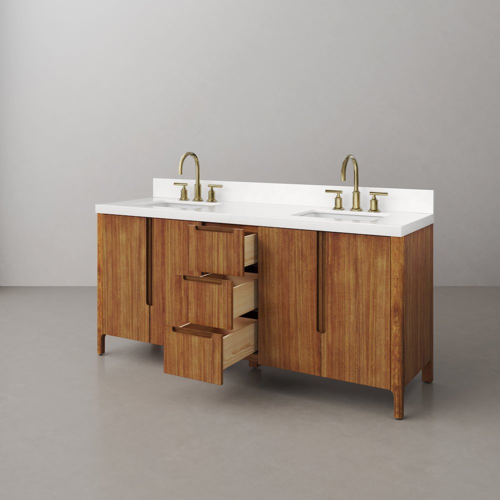 Sequoia 72 In. Double Sink Whitebrook Quartz Countertop Bath Vanity. Picture 6