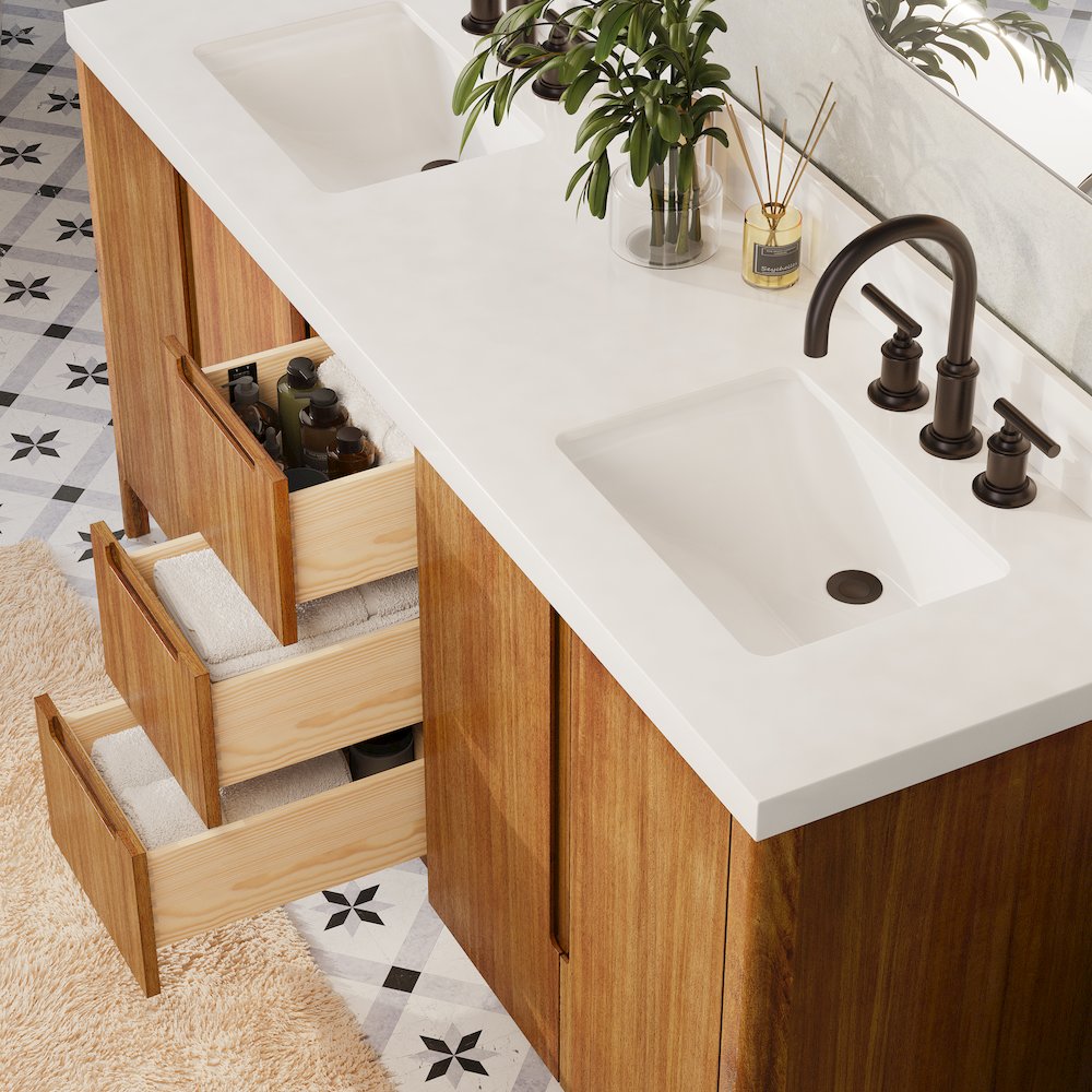 Sequoia 72 In. Double Sink Whitebrook Quartz Countertop Bath Vanity. Picture 13